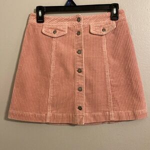 Pink Buttoned Corduroy Skirt (Size 6)